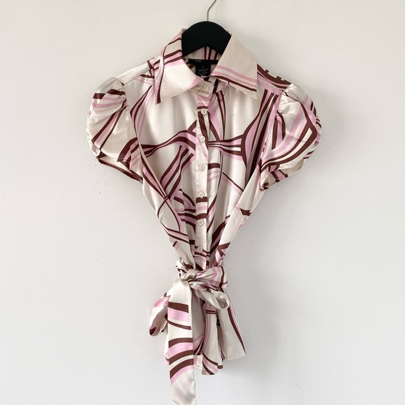 Free w Purchase • Y2K BCBG Satin Button-Up Blouse - Picture 2 of 9